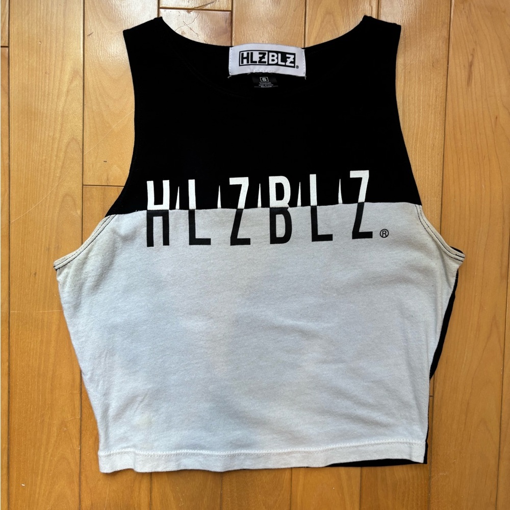 HLZBLZ Women's Black and White Logo Crop Top Size S